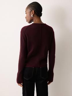 Jigsaw Eldon Pure Cloud Cashmere Jumper - view 2, Burgundy