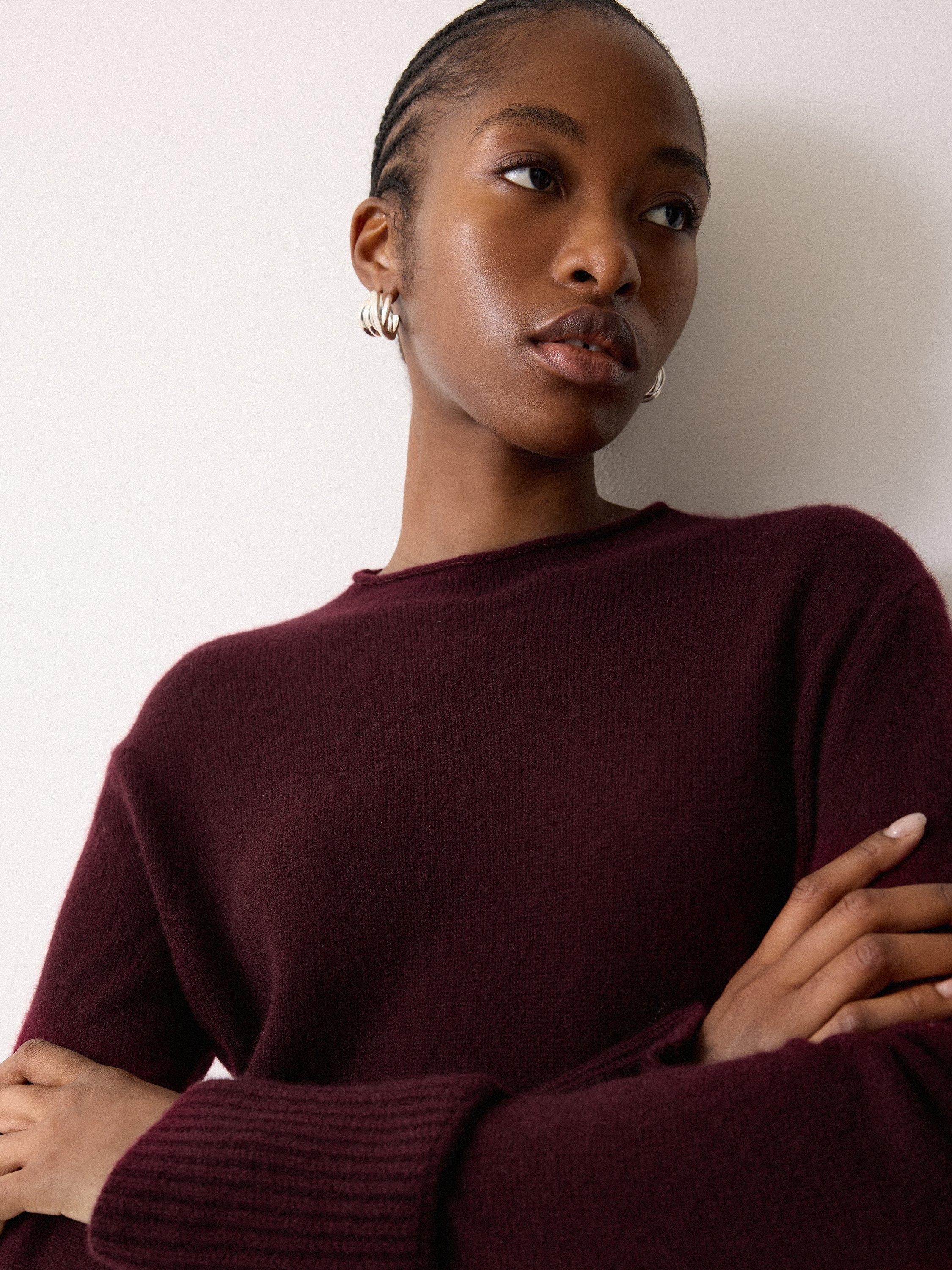 Product image 3 of 5, which shows Jigsaw Eldon Pure Cloud Cashmere Jumper, Burgundy, XS