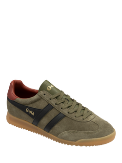 Gola Torpedo Suede Trainers - view 2, Khaki/Black/Rust