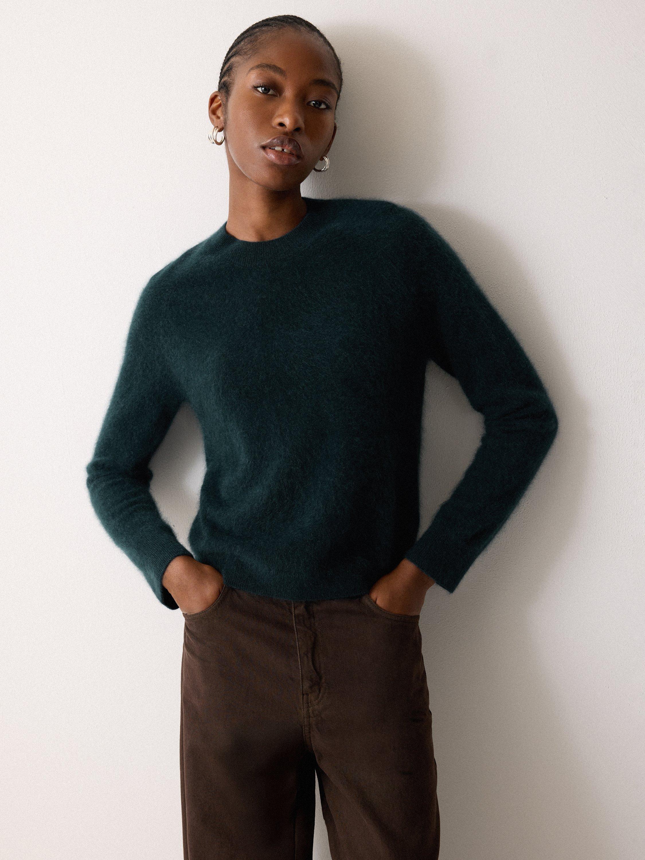 Product image 1 of 5, which shows Jigsaw Halo Cashmere Jumper, Dark Green, S