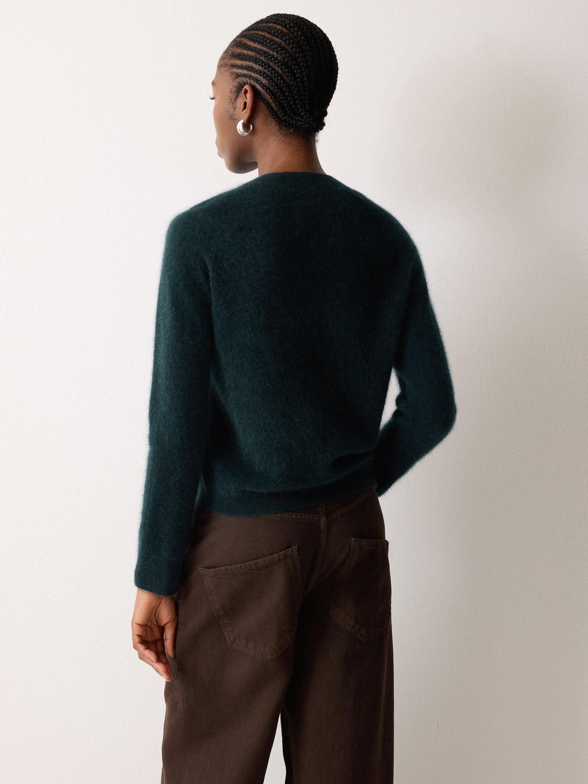 Product image 2 of 5, which shows Jigsaw Halo Cashmere Jumper, Dark Green, S