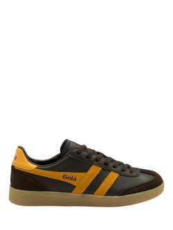 Gola Classics Men's Viper Leather Trainers, Dark Brown/Sun/Gum, Dark Brown/Sun/Gum