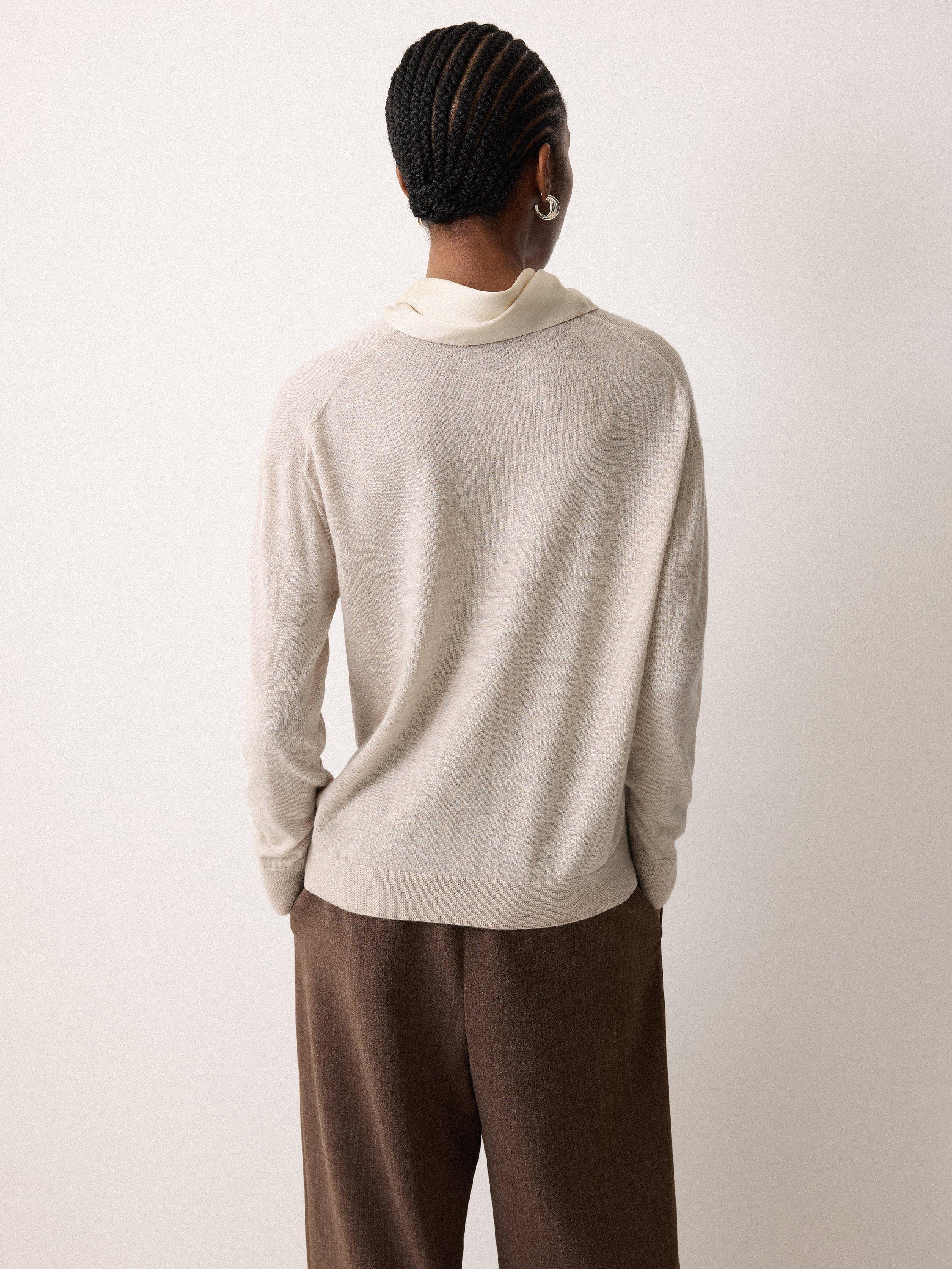 Product image 2 of 5, which shows Jigsaw Silk Scarf Jumper, Cream, XS