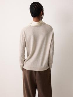 Jigsaw Silk Scarf Jumper, Cream - view 2, Cream