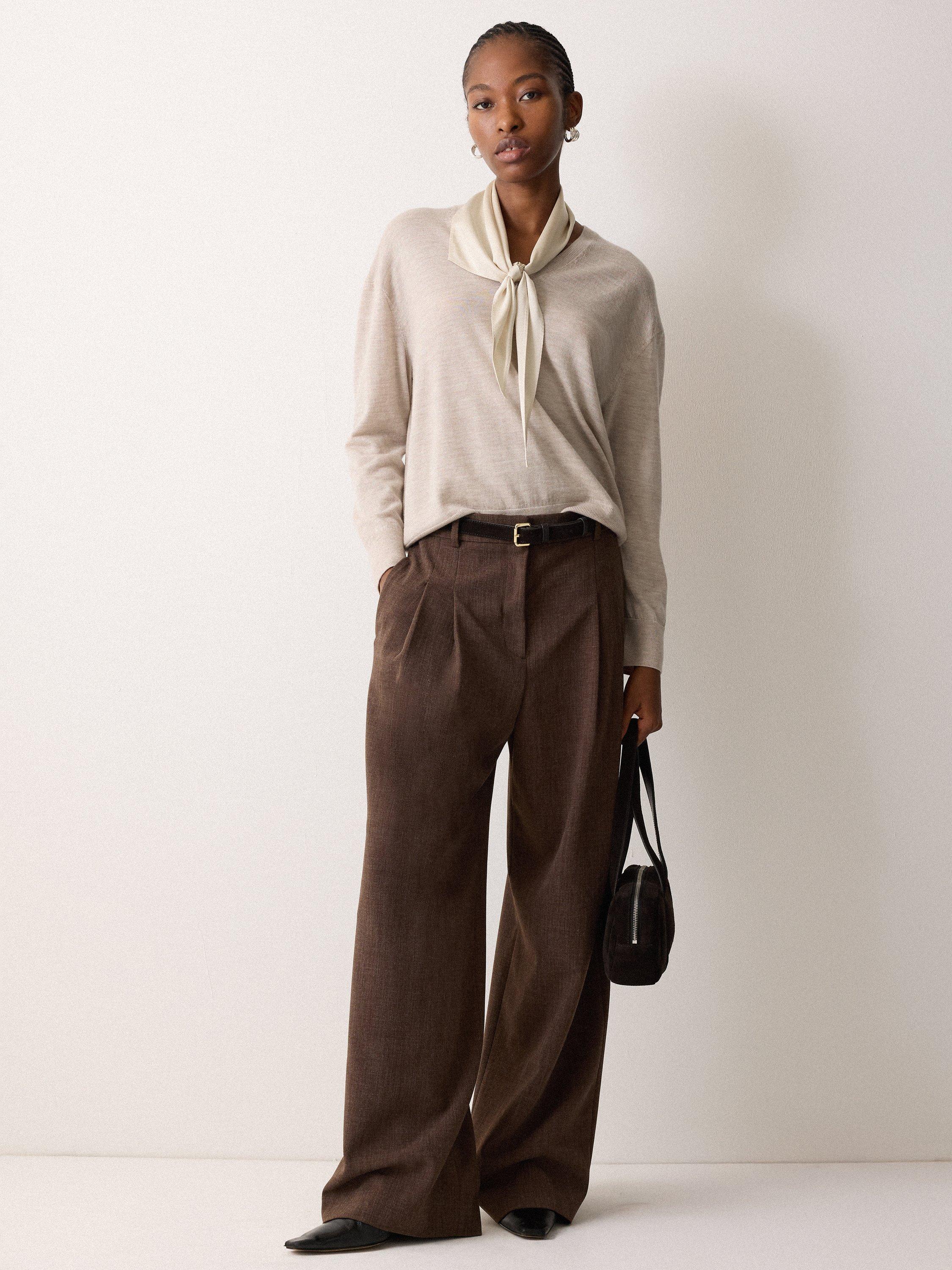 Product image 4 of 5, which shows Jigsaw Silk Scarf Jumper, Cream, XS