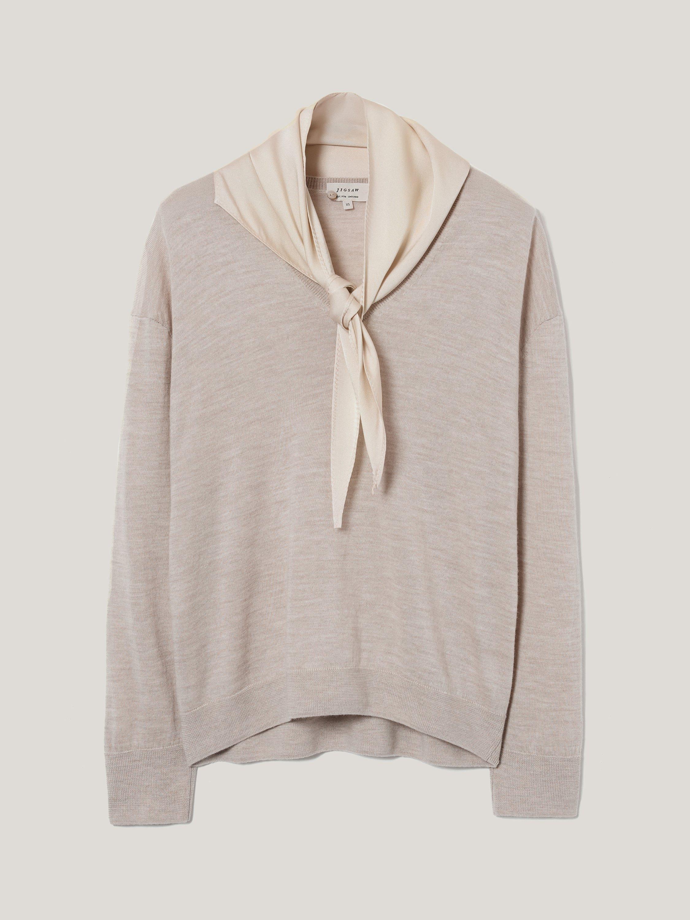 Product image 5 of 5, which shows Jigsaw Silk Scarf Jumper, Cream, XS