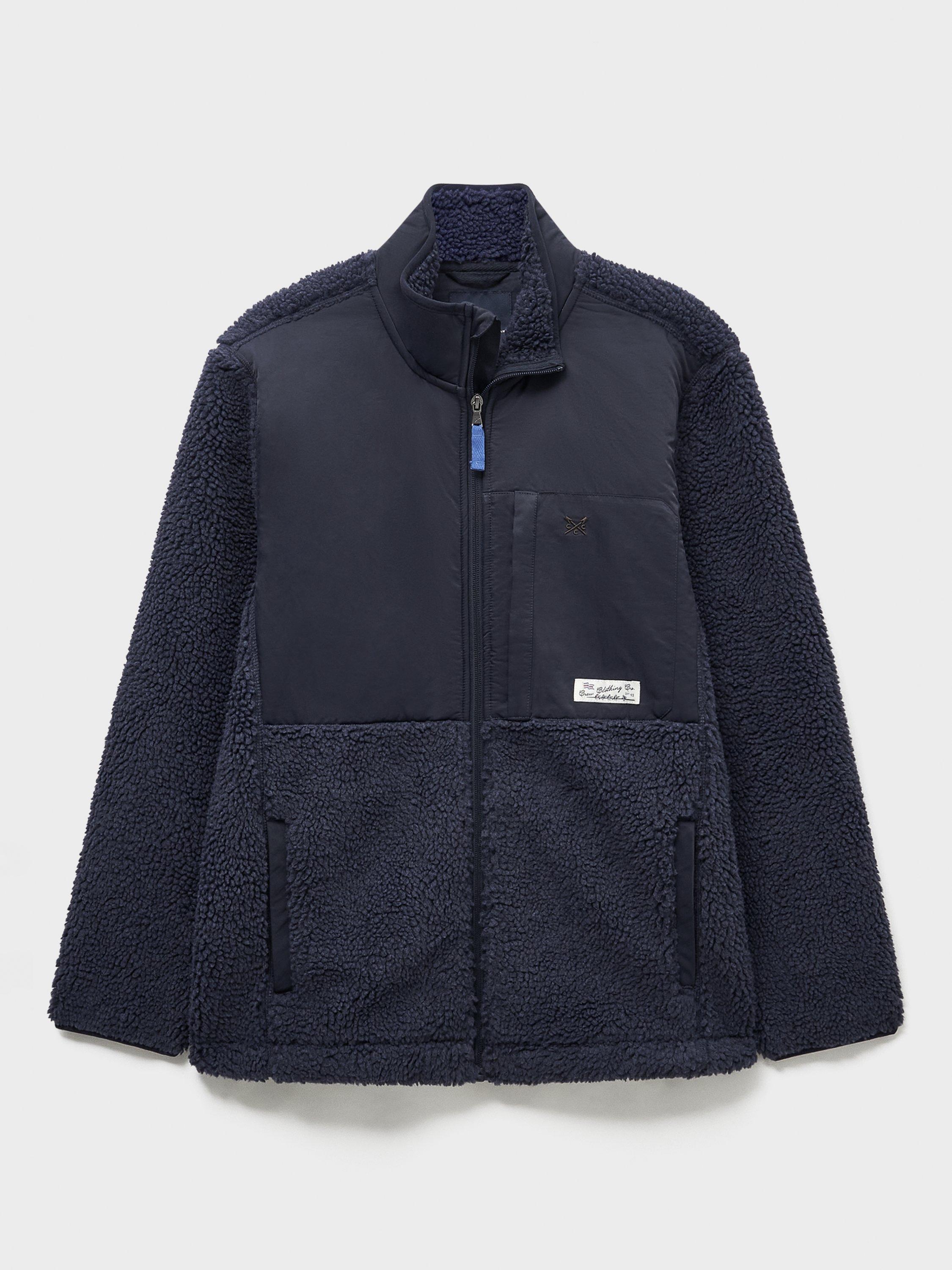 Product image 5 of 5, which shows Crew Clothing Borg Jacket, Navy Blue, L
