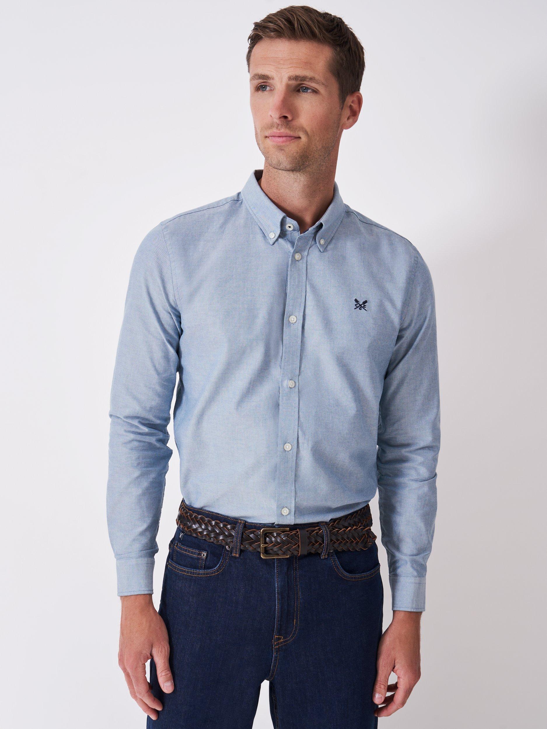 Product image 1 of 5, which shows Crew Clothing Cotton Regular Fit Shirt, Cobalt Blue, L