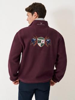 Crew Clothing Row House Graphic Half-Zip Fleece Sweater, Burgundy Red - view 2, Burgundy Red