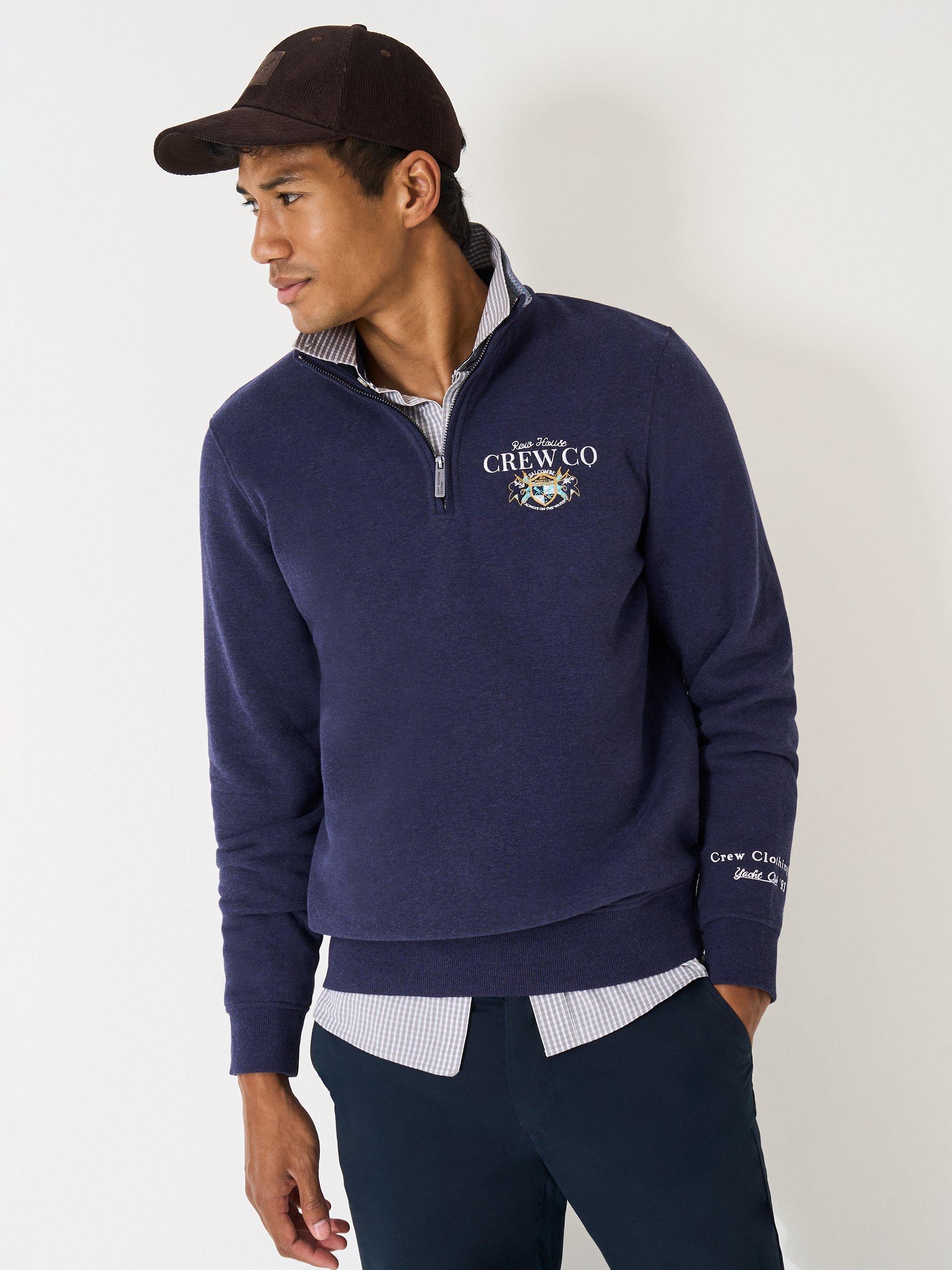 Product image 1 of 6, which shows Crew Clothing Half Zip Jumper, Cobalt Blue, L