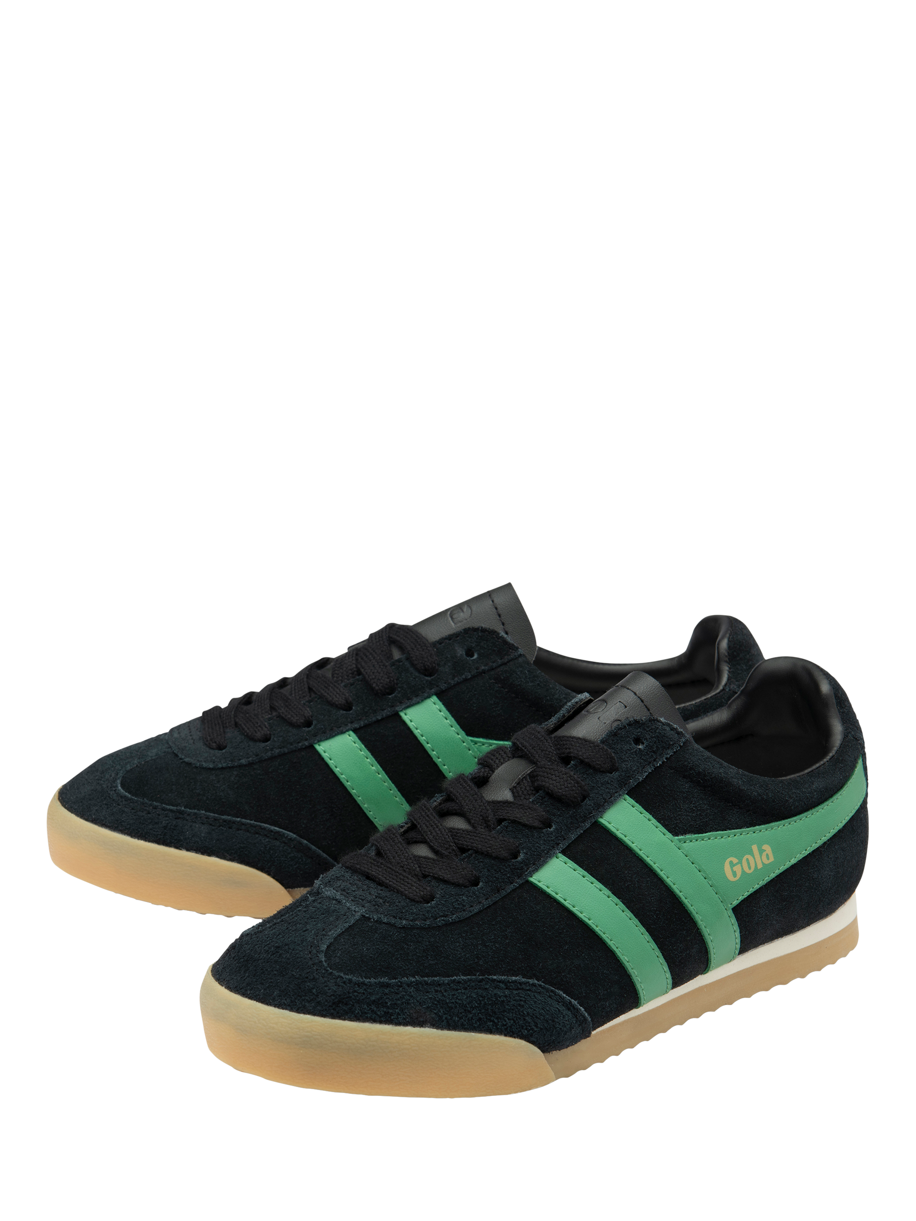 Product image 3 of 5, which shows Gola Classics Apollo Suede Trainers, Black/Jade/Gum, 3