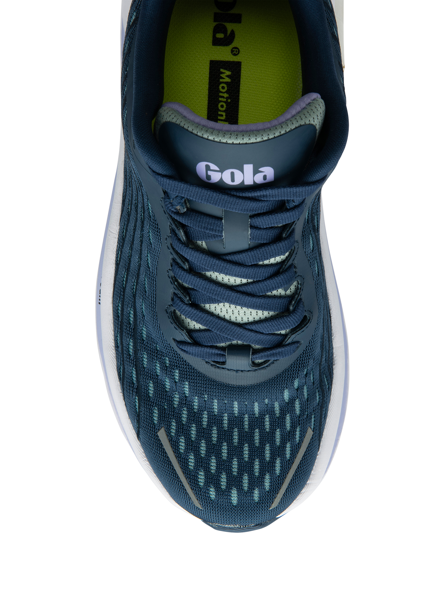 Product image 5 of 5, which shows Gola Performance Alzir Speed Running Trainers, Navy/Indian Teal, 3