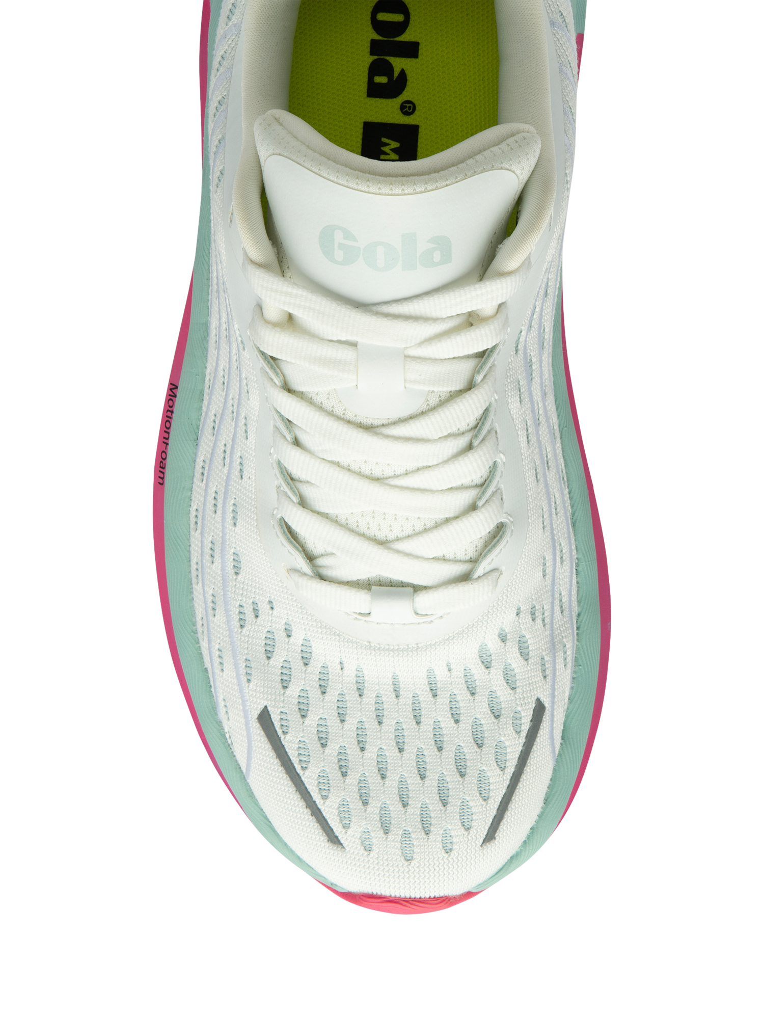 Product image 5 of 5, which shows Gola Performance Alzir Speed Running Trainers, White/Plein Air, 3