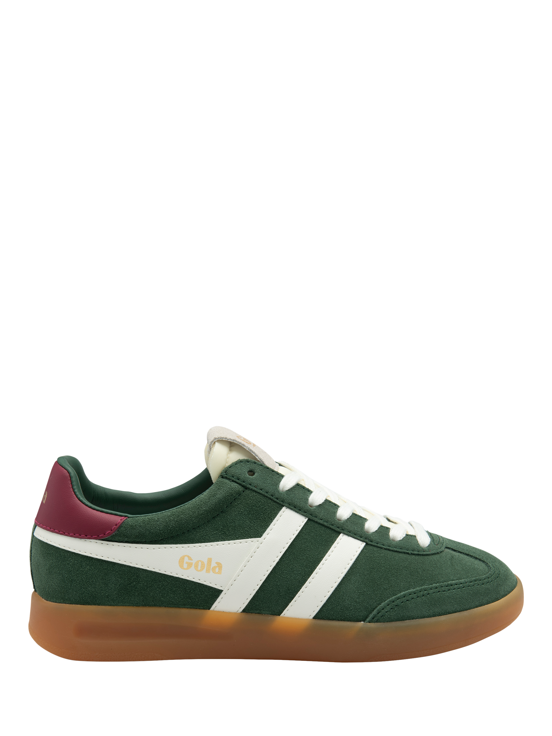 Product image 1 of 5, which shows Gola Classics Cyclone Suede Trainers, Evergreen/Off White, 3