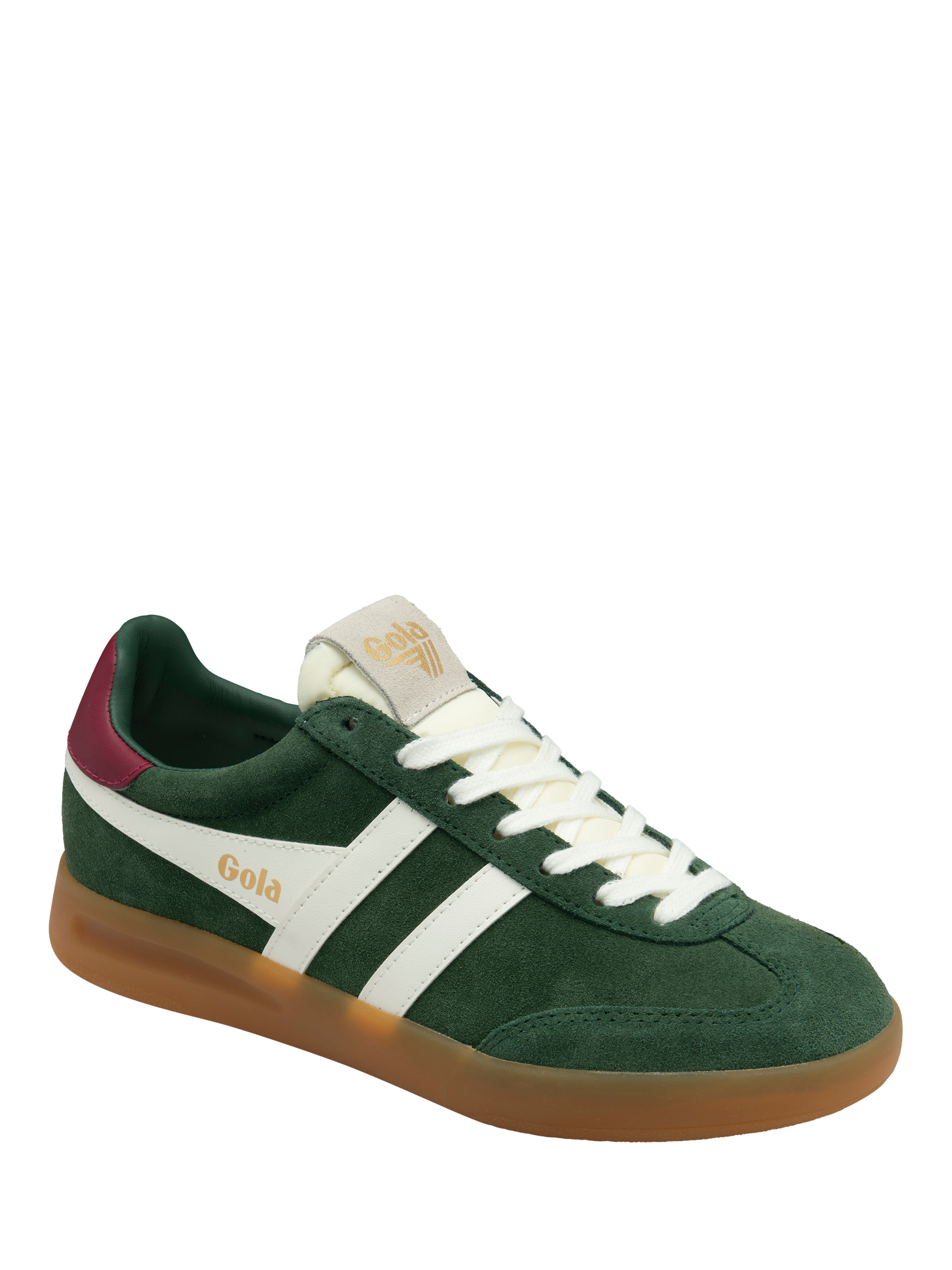 Product image 2 of 5, which shows Gola Classics Cyclone Suede Trainers, Evergreen/Off White, 3