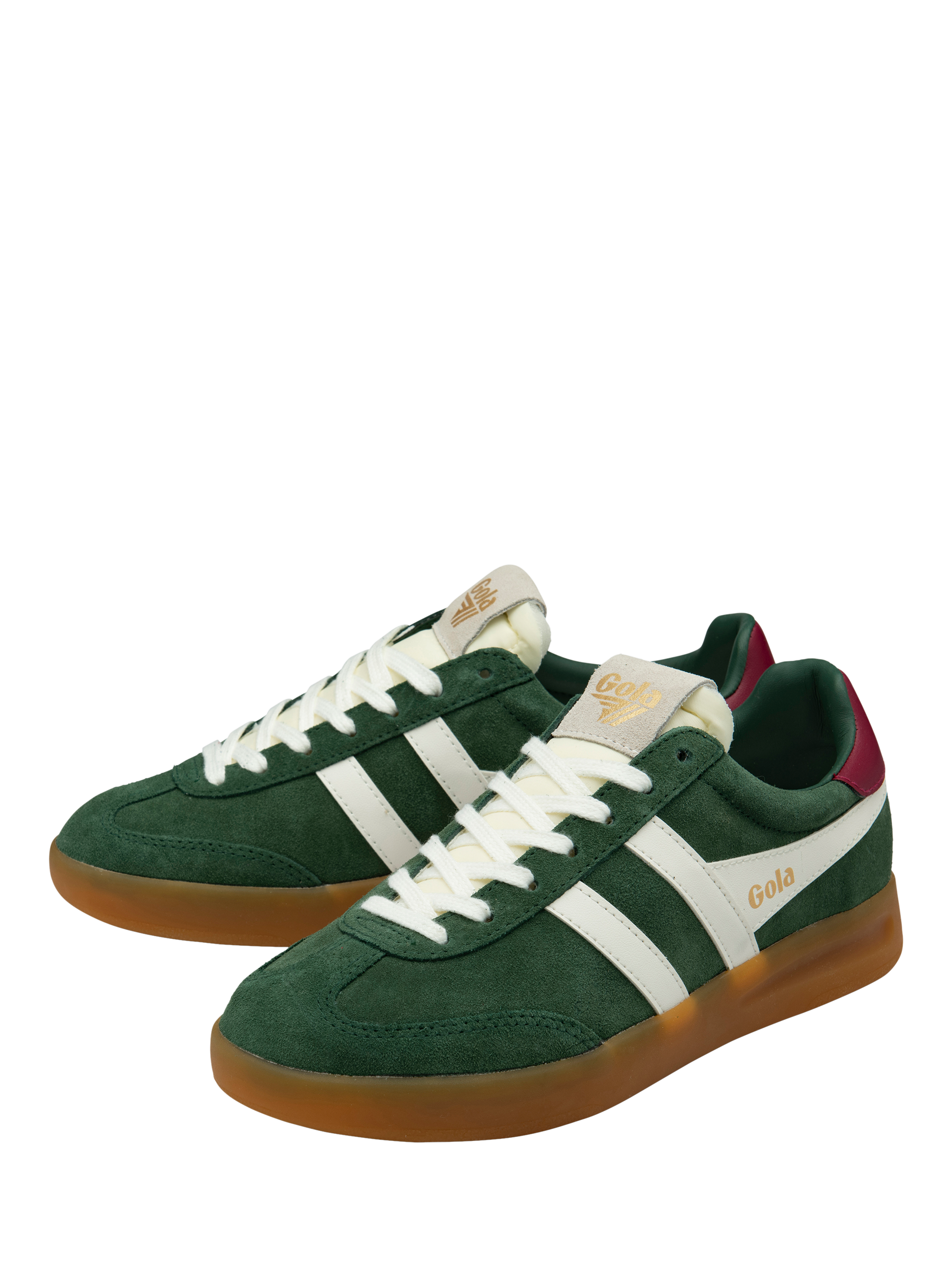 Product image 3 of 5, which shows Gola Classics Cyclone Suede Trainers, Evergreen/Off White, 3