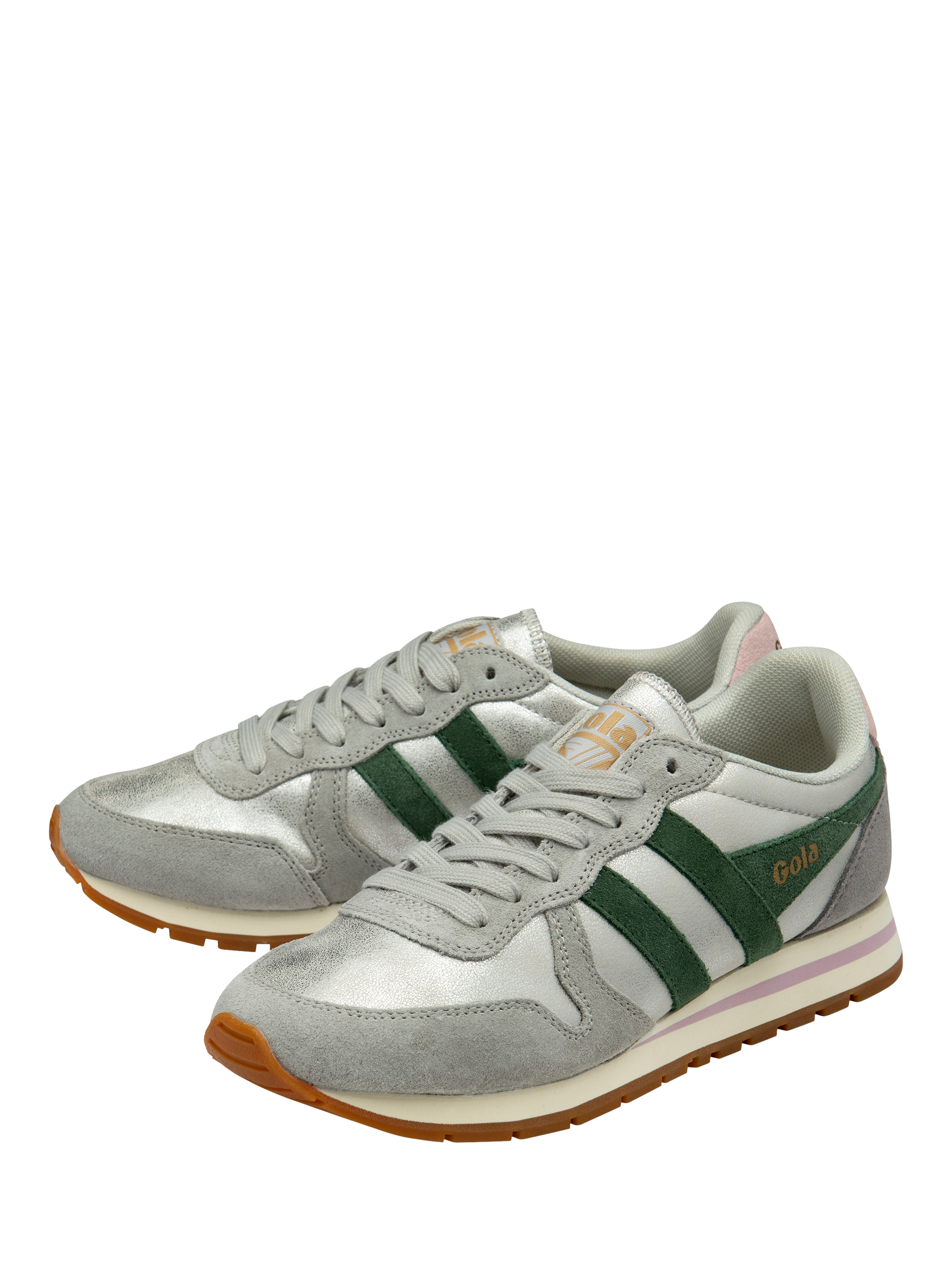 Product image 3 of 5, which shows Gola Classics Women's Daytona Blaze Trainers, Silver/Evergreen/Chalk, 3