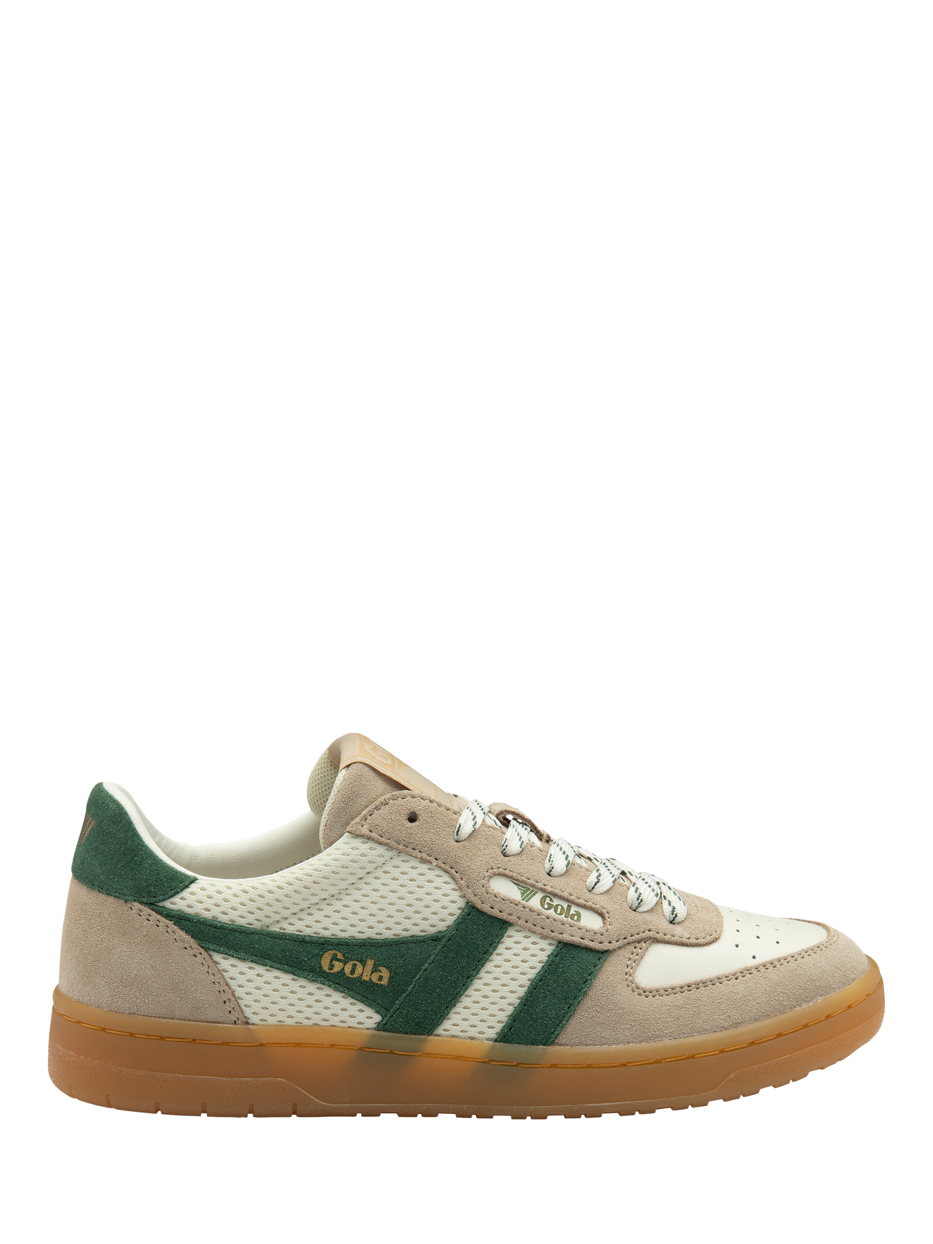 Product image 1 of 11, which shows Gola Classics Hawk '83 Trainers, Off White/Bone/Evergreen, 3