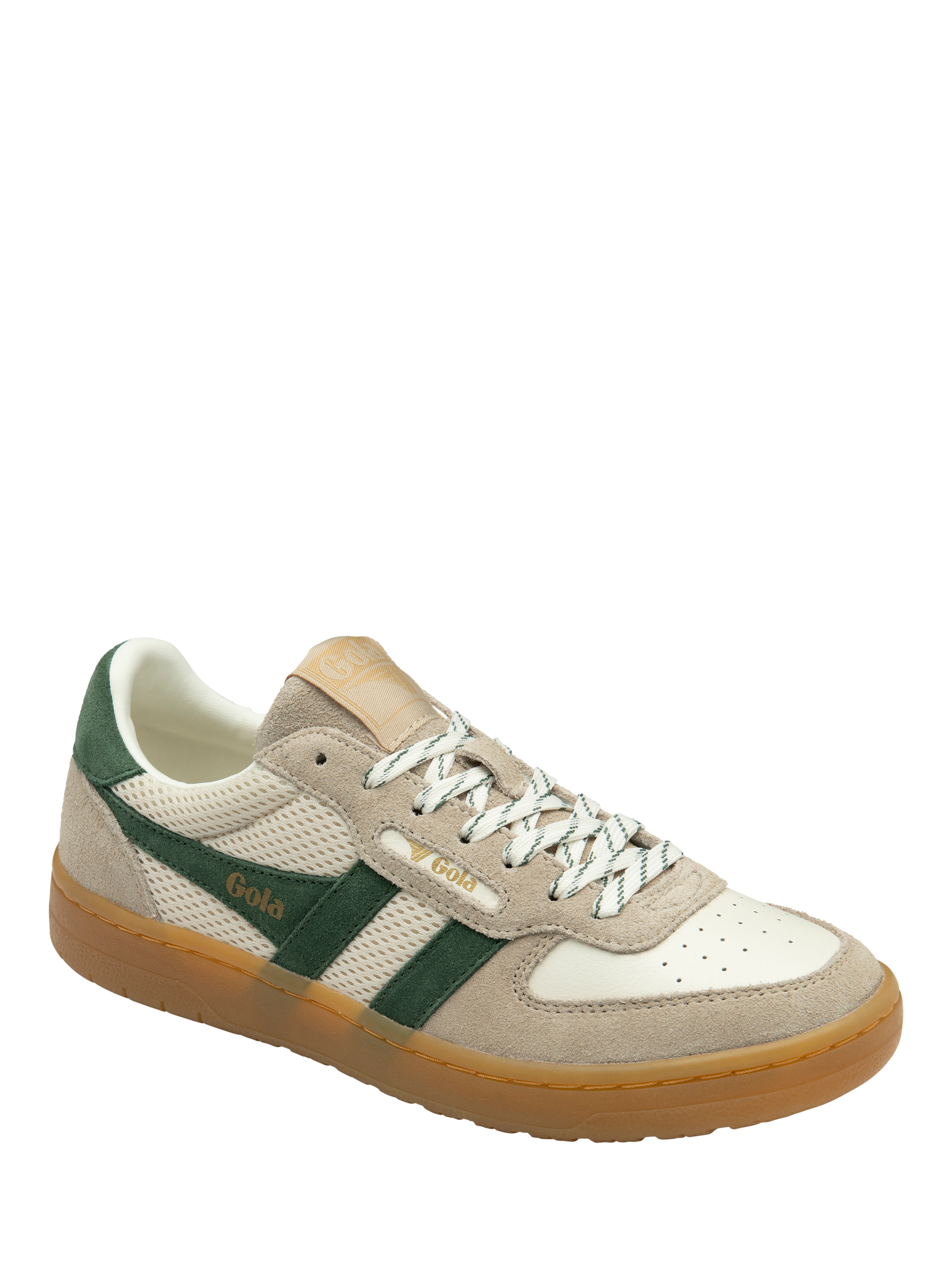 Product image 2 of 11, which shows Gola Classics Hawk '83 Trainers, Off White/Bone/Evergreen, 3