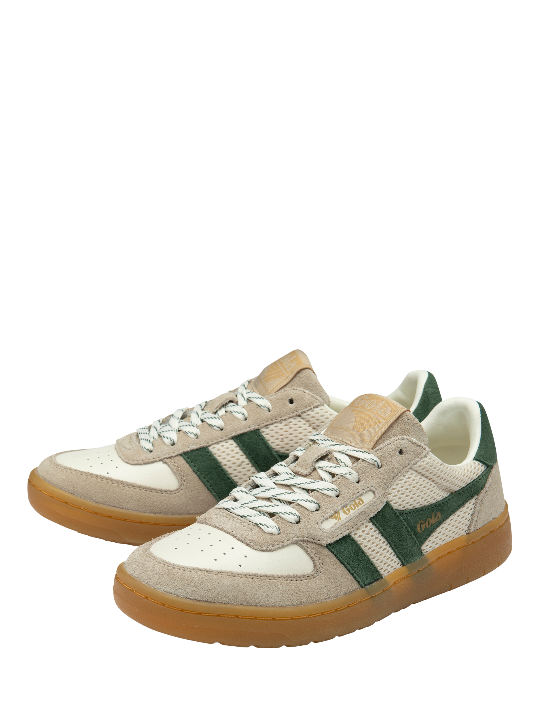 Product image 3 of 11, which shows Gola Classics Hawk '83 Trainers, Off White/Bone/Evergreen, 3