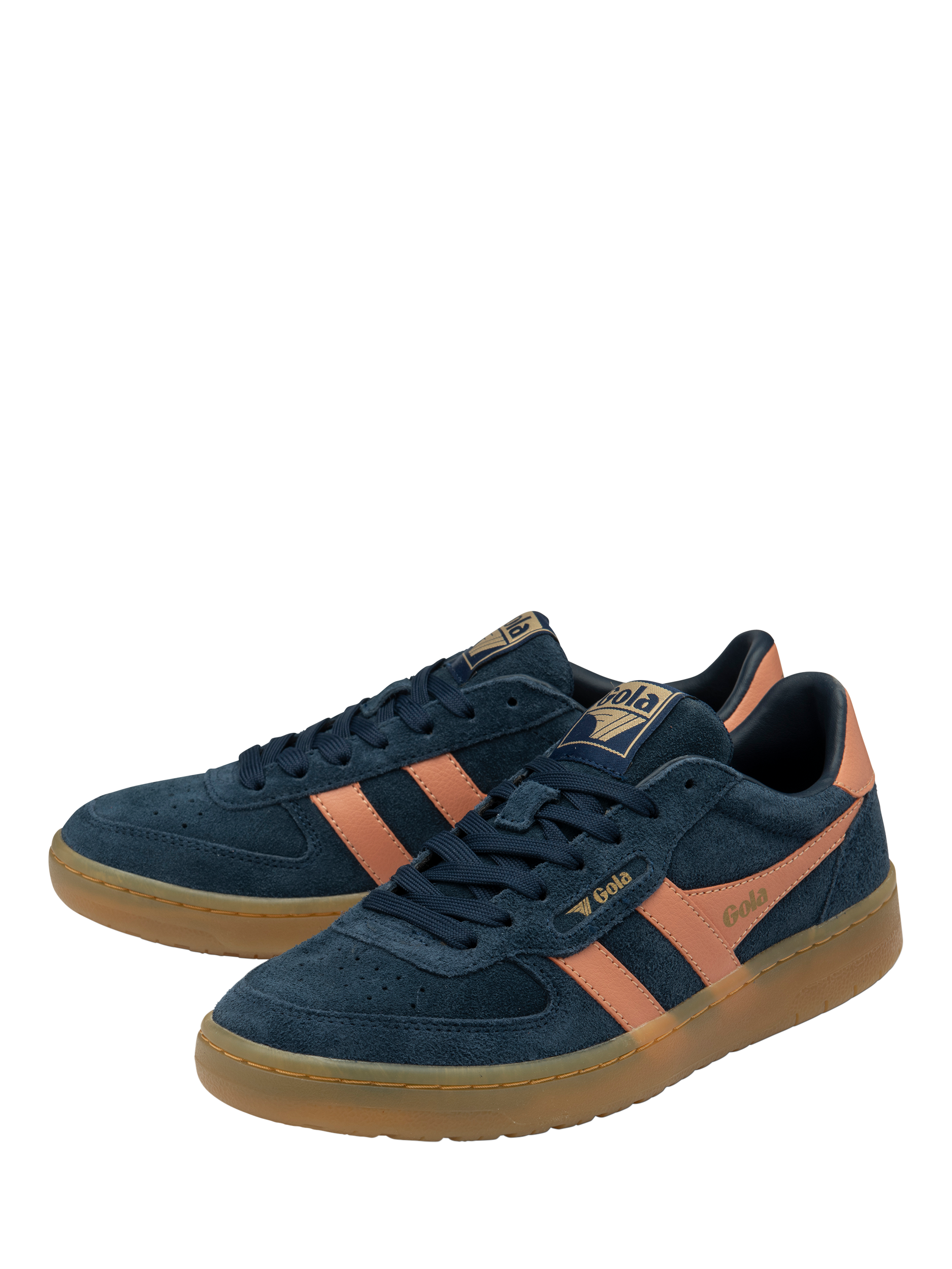 Product image 3 of 5, which shows Gola Classics Hawk Suede '86 Trainers, Navy/Terracotta/Gum, 3