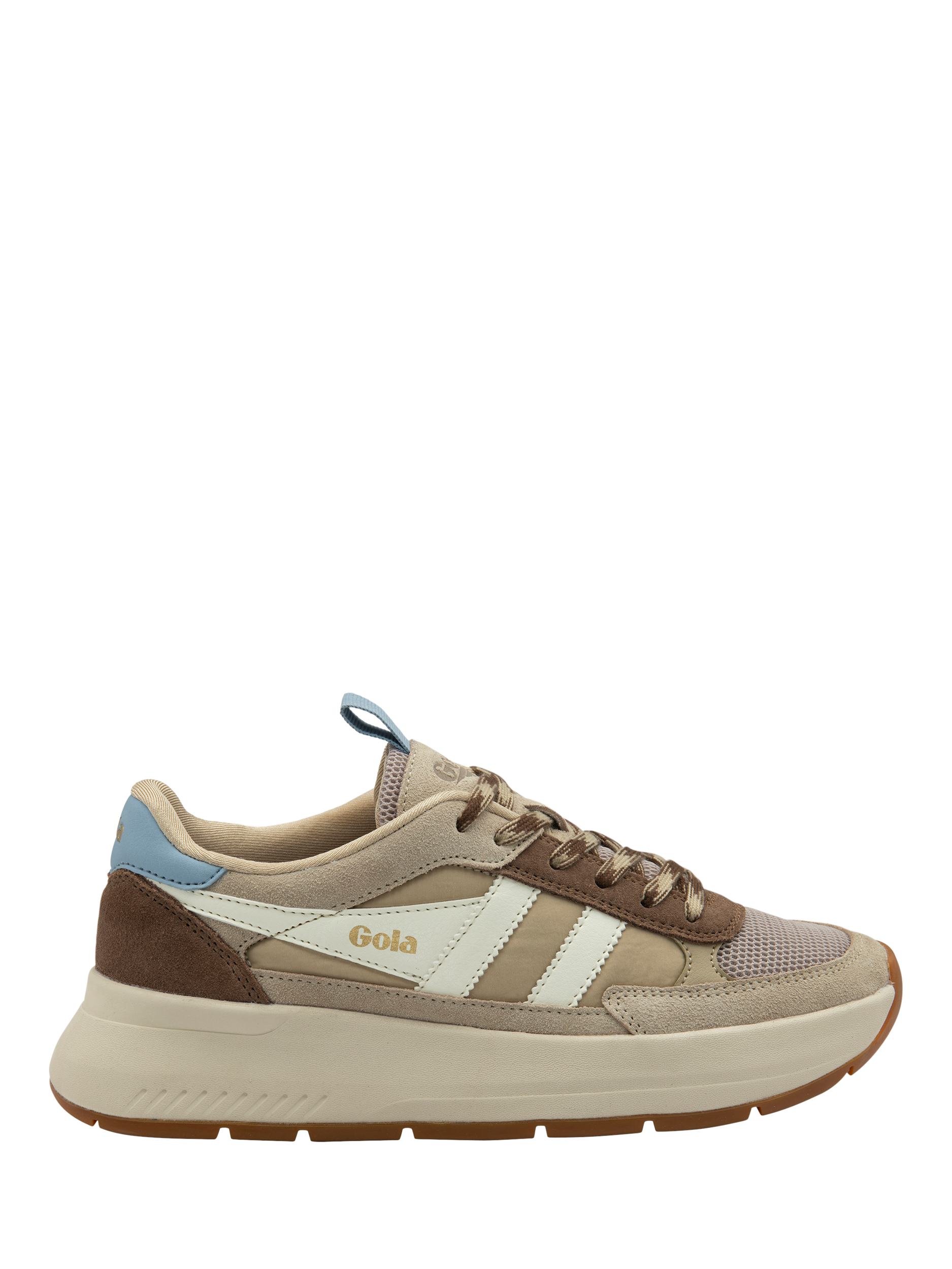 Product image 1 of 5, which shows Gola Phoenix Suede Trainers, Bone/Otter/Air, 3