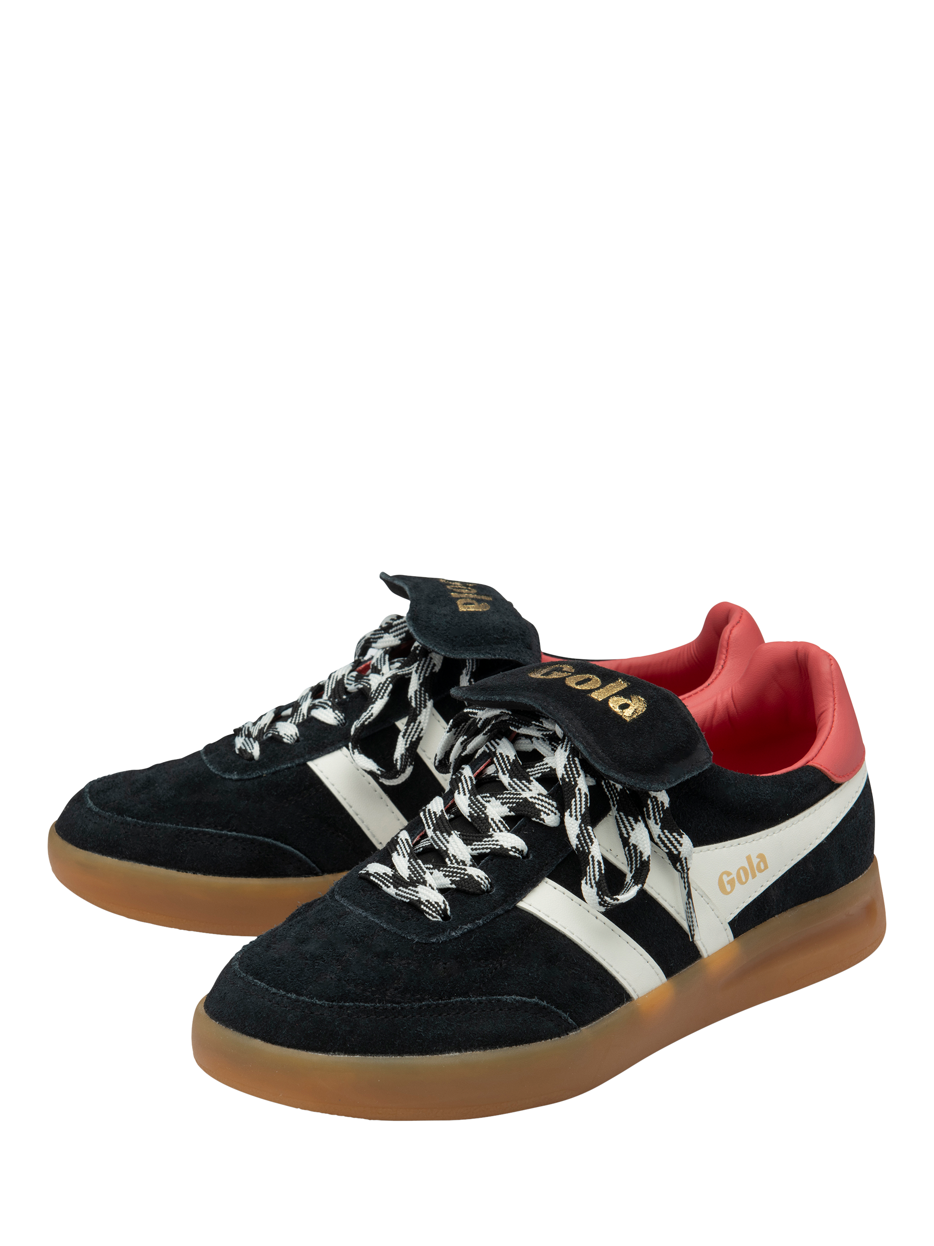 Product image 3 of 5, which shows Gola Classics Stadia '86 Trainers, Black/Off White/Coral, 3