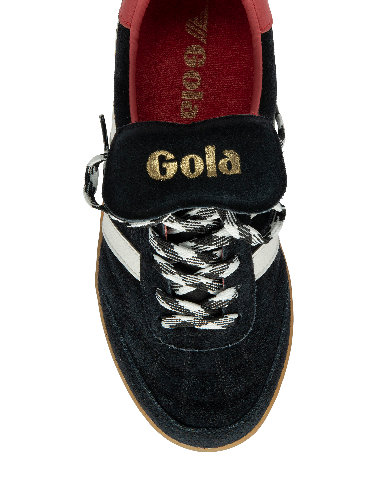 Product image 5 of 5, which shows Gola Classics Stadia '86 Trainers, Black/Off White/Coral, 3