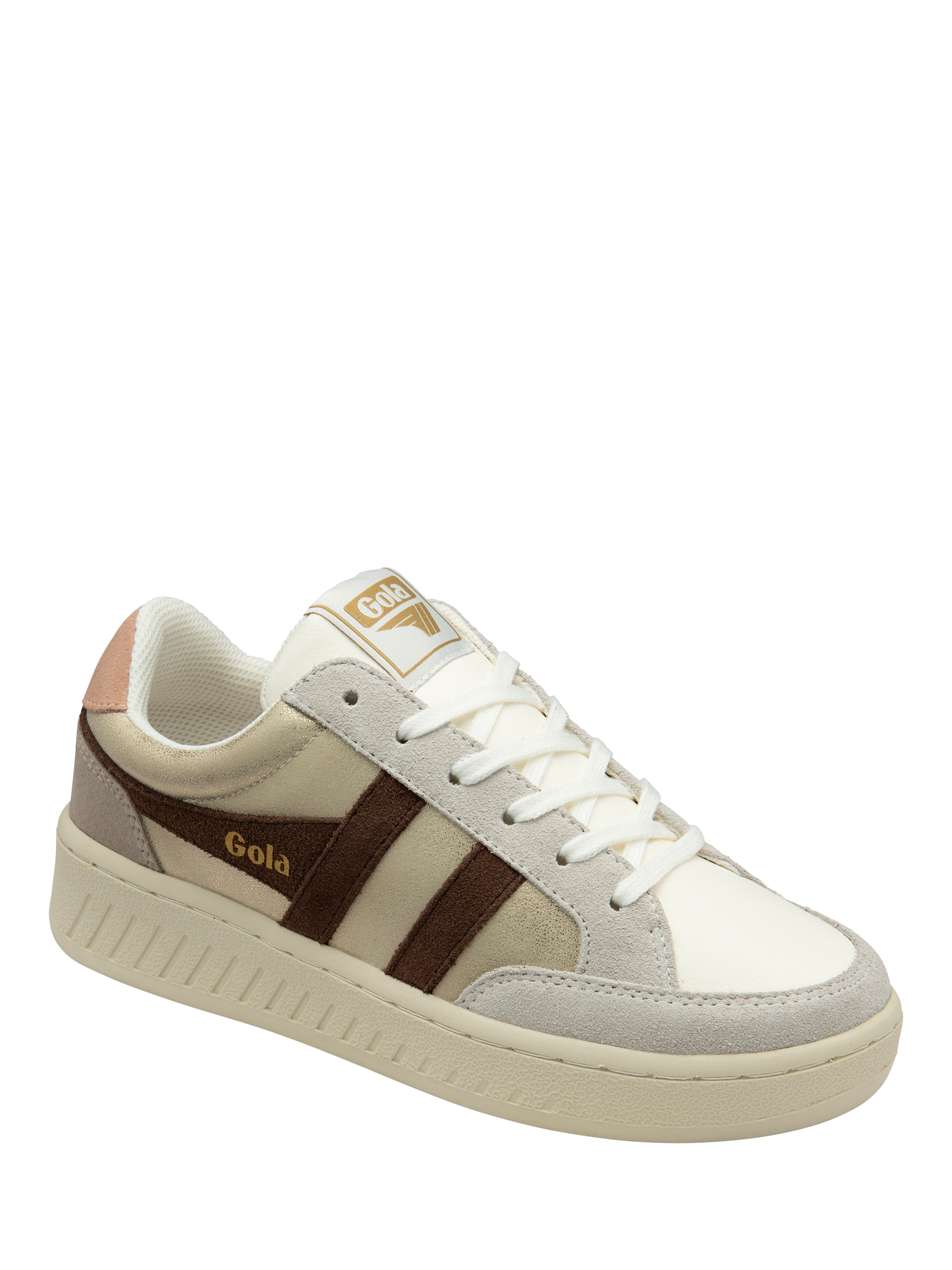 Product image 2 of 5, which shows Gola Classics Superslam Blaze Trainers, Gold/Dark Brown/Camel, 3