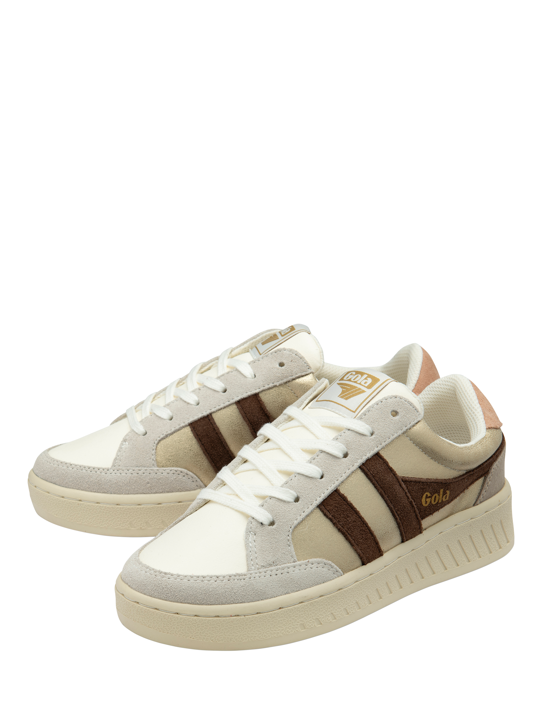 Product image 3 of 5, which shows Gola Classics Superslam Blaze Trainers, Gold/Dark Brown/Camel, 3