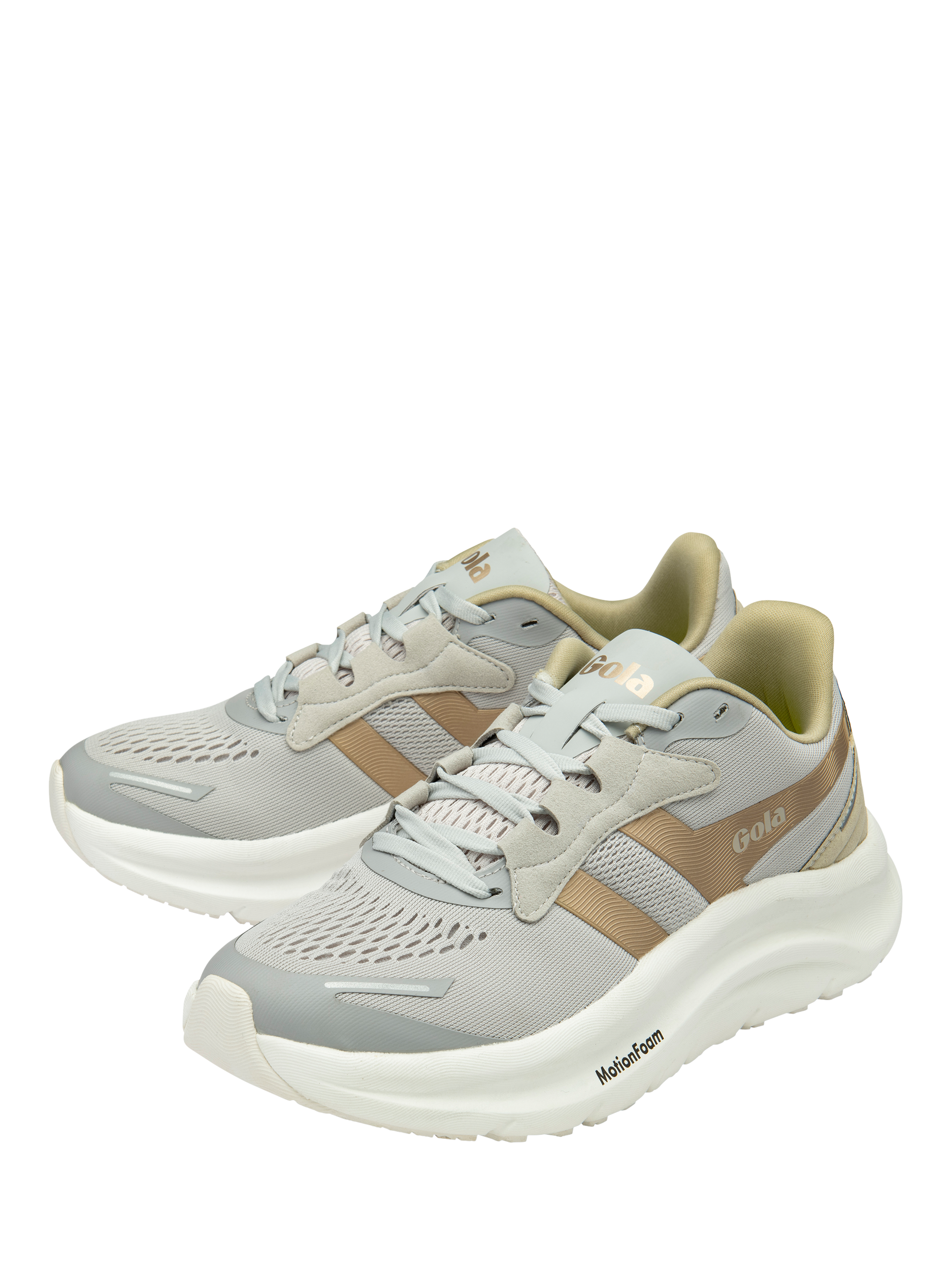 Product image 3 of 5, which shows Gola Performance Veris Tempo Running Trainers, Arcade White/Metallic, 3