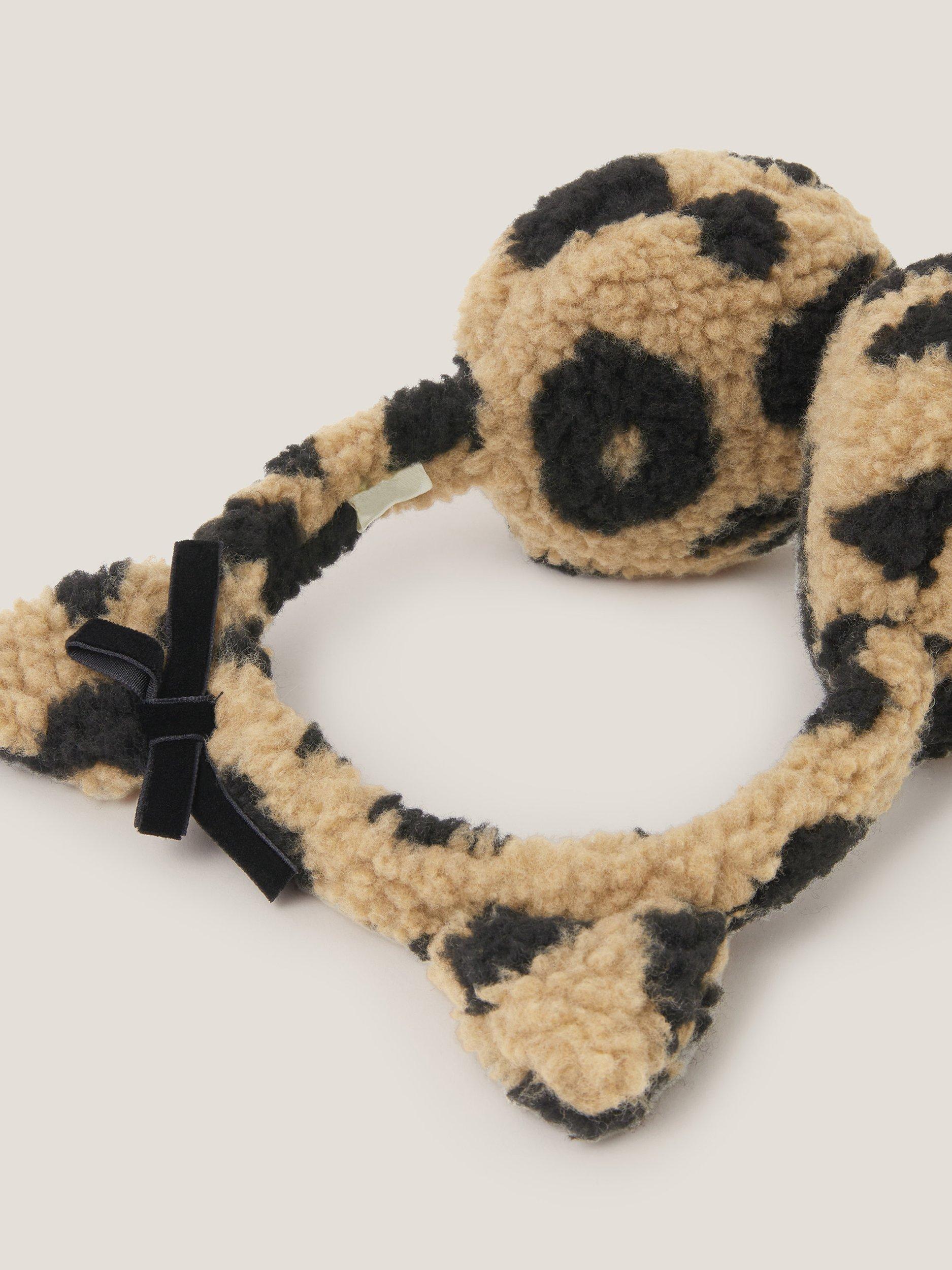 Product image 2 of 2, which shows Monsoon Kids' Borg Leopard Print Earmuffs, Multi, One Size