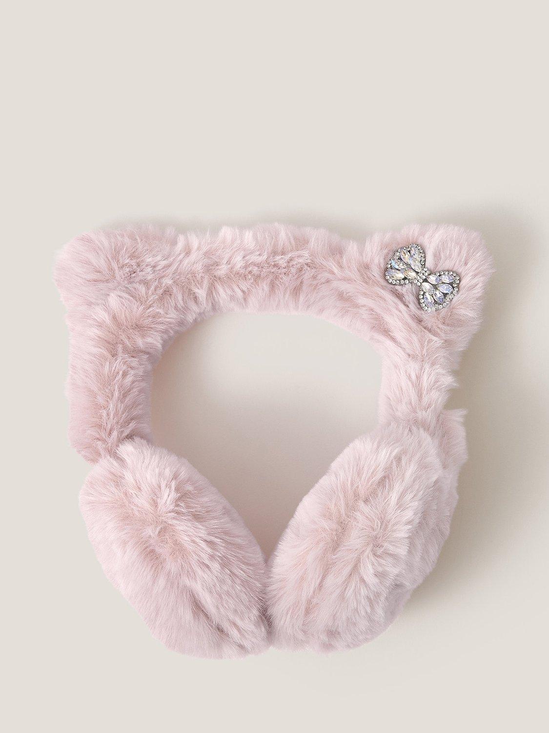 Product image 1 of 2, which shows Monsoon Kids' Fluffy Cat Earmuffs, Pink