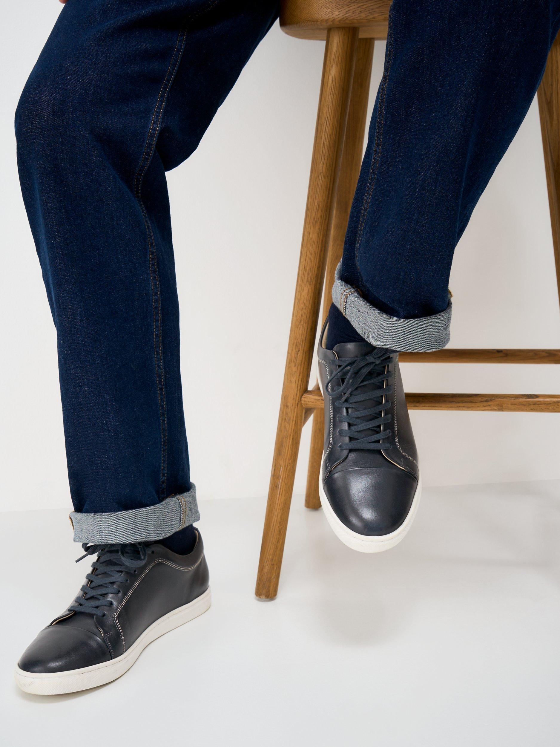 Product image 2 of 4, which shows Crew Clothing Lace Up Leather Trainers, Graphite Grey, 7