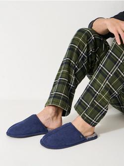 Crew Clothing Slip On Mule Slippers, Navy Blue - view 2, Navy Blue