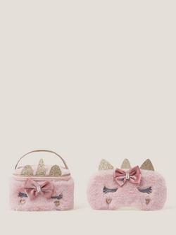 Monsoon Kids' Unicorn Sleep Mask and Vanity Case, Pink, Pink