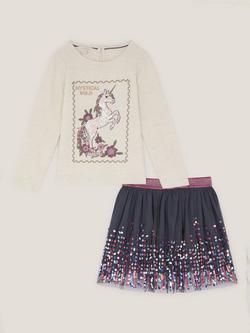 Monsoon Kids' Cosmic Top and Skirt Set, Purple, Purple