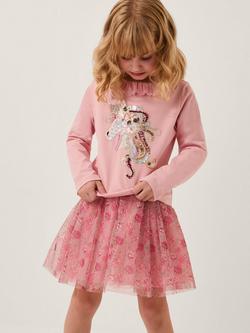 Monsoon Kids' Sequin Top and Skirt Set, Magenta, Magenta