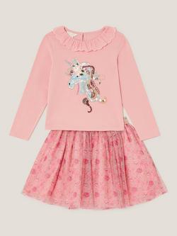 Monsoon Kids' Sequin Top and Skirt Set, Magenta - view 2, Magenta