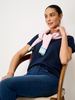 Crew Clothing Boat Neck Stripe Long Sleeve Top, Blue/White - view 2, Blue/White