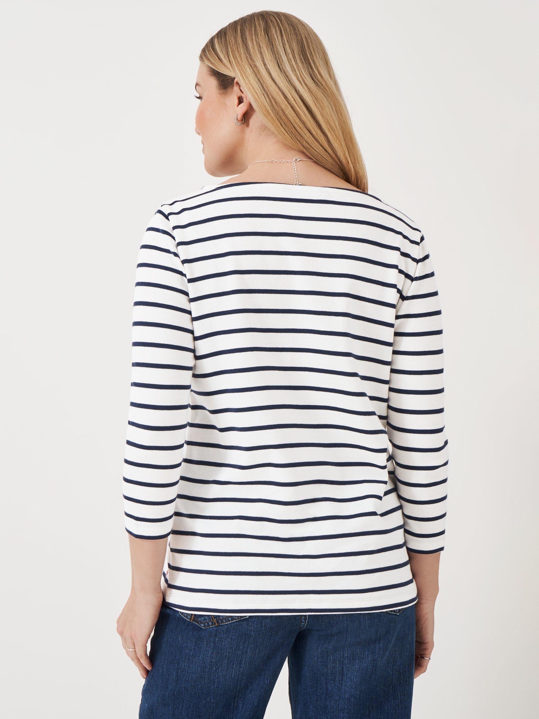 Product image 2 of 5, which shows Crew Clothing Ultimate Breton Bow Top, Navy Blue, 10
