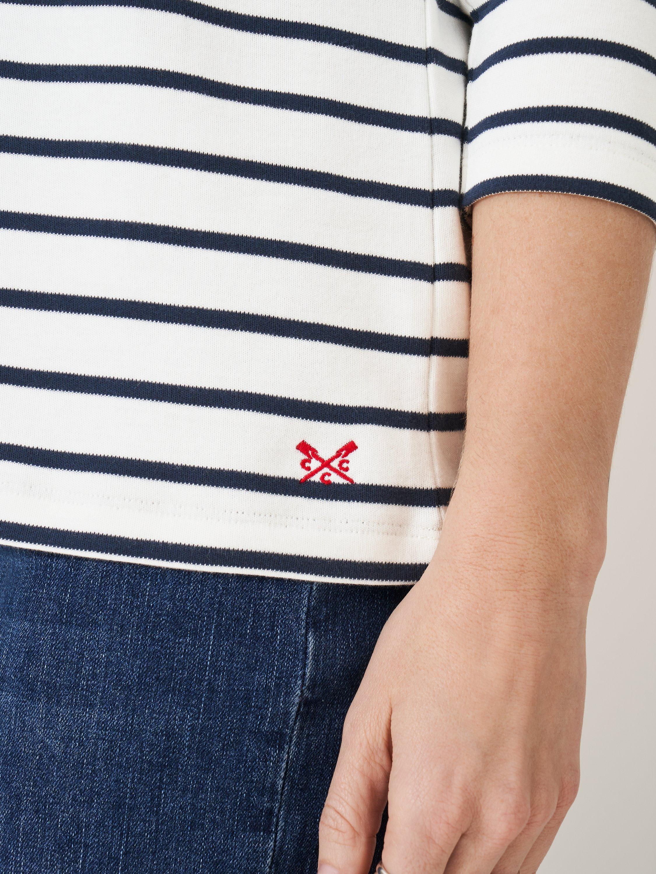 Product image 4 of 5, which shows Crew Clothing Ultimate Breton Bow Top, Navy Blue, 10