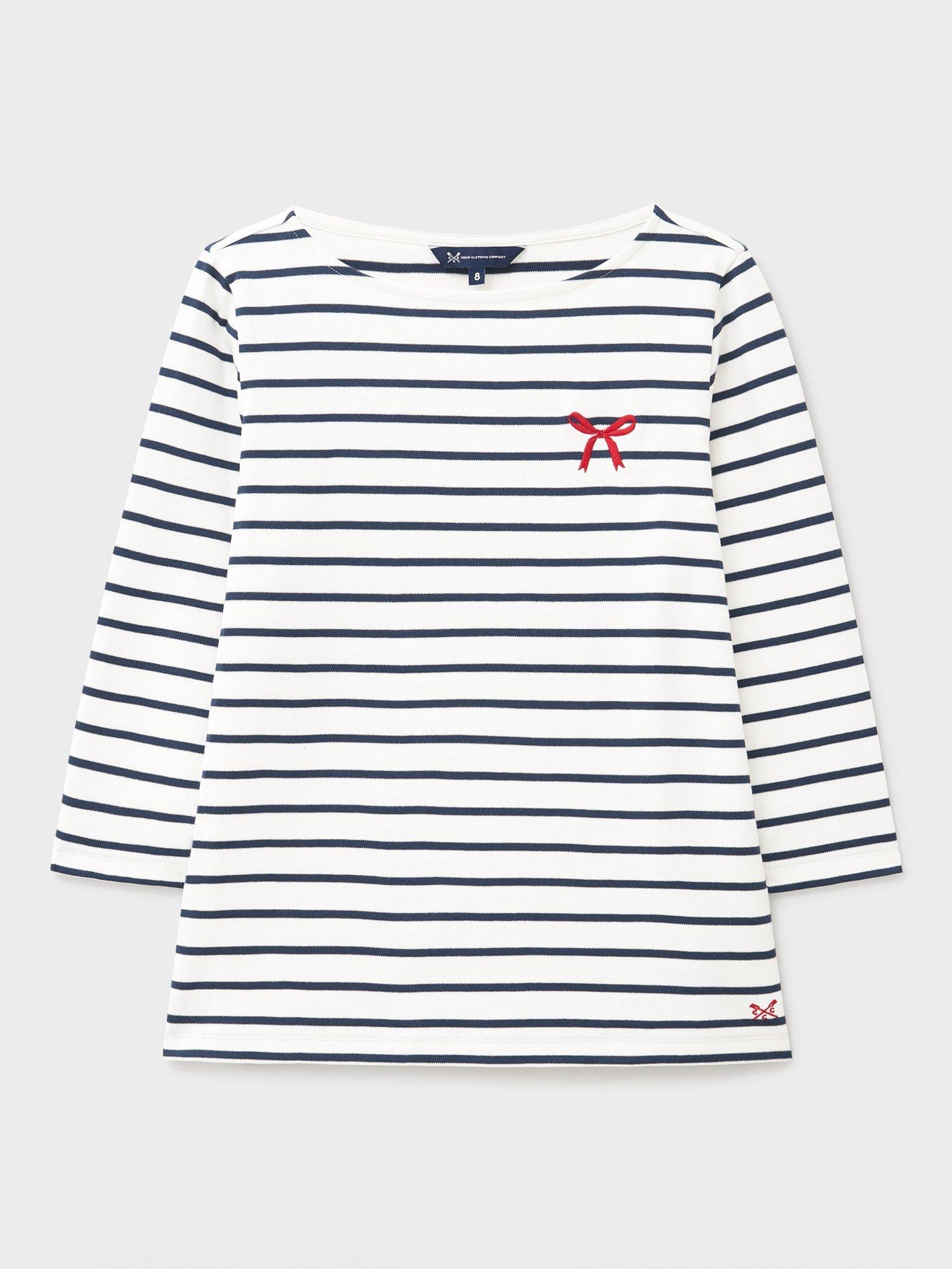 Product image 5 of 5, which shows Crew Clothing Ultimate Breton Bow Top, Navy Blue, 10