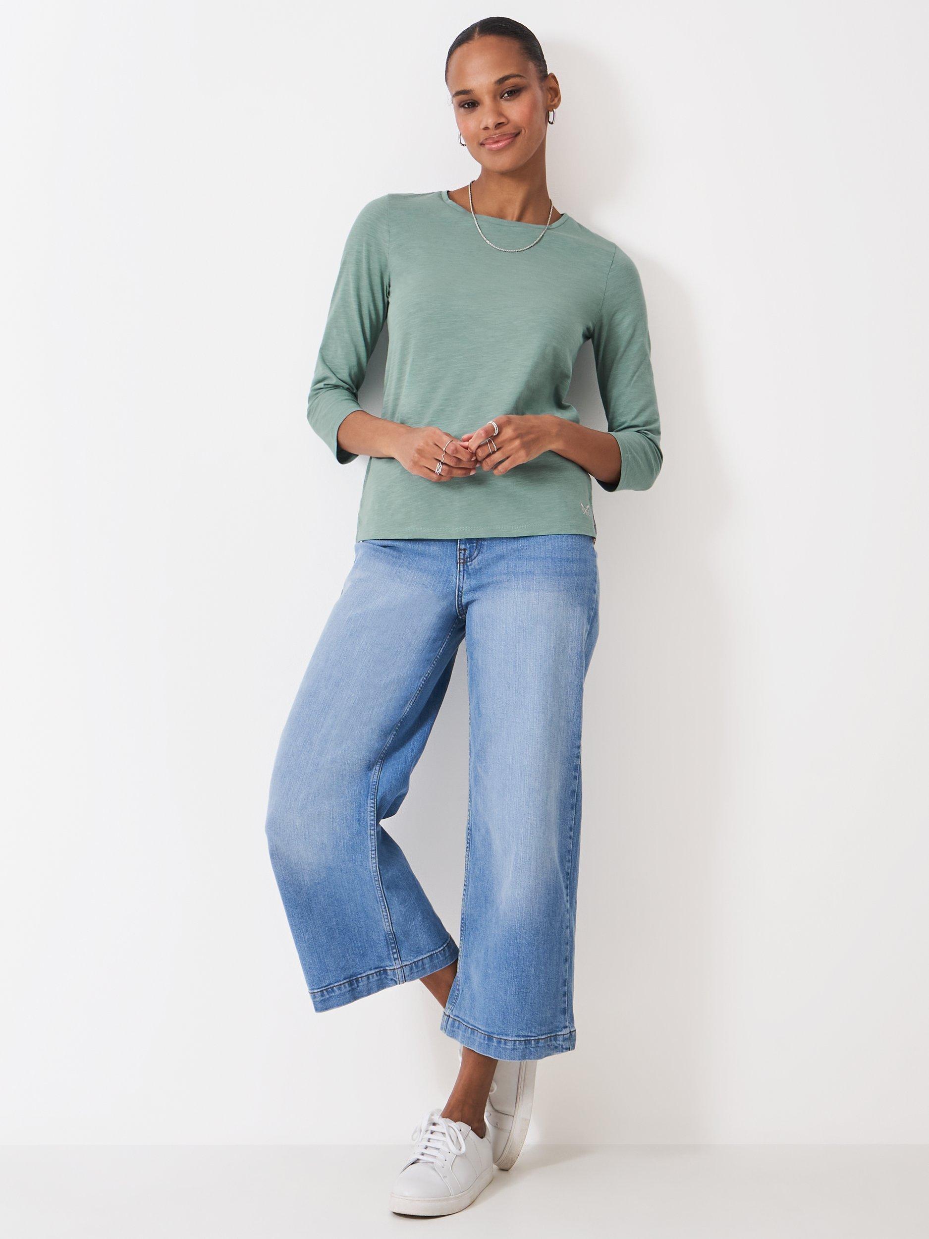 Product image 1 of 5, which shows Crew Clothing Crew Neck Cotton Shirt, Dark Green, 10