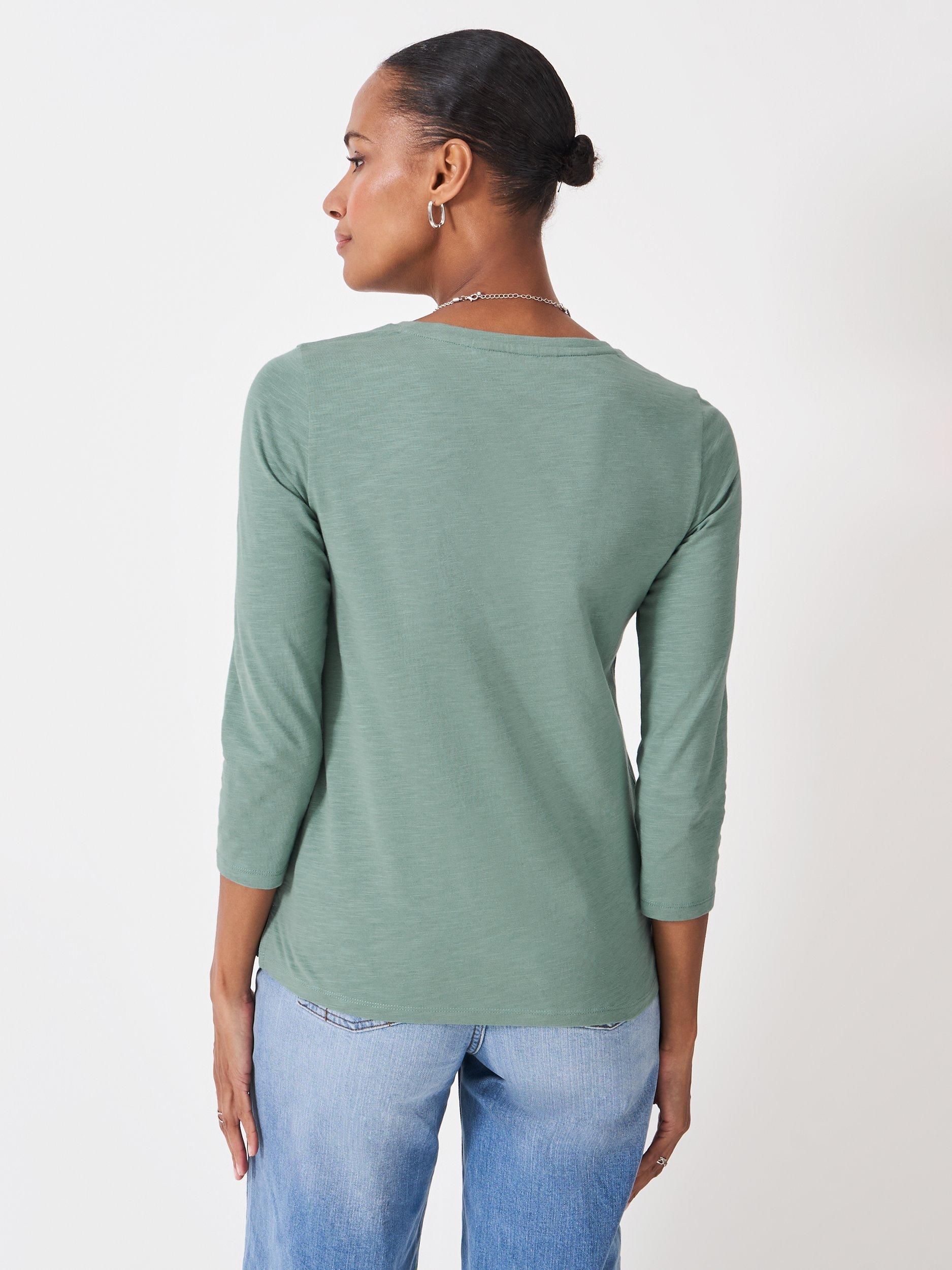 Product image 2 of 5, which shows Crew Clothing Crew Neck Cotton Shirt, Dark Green, 10