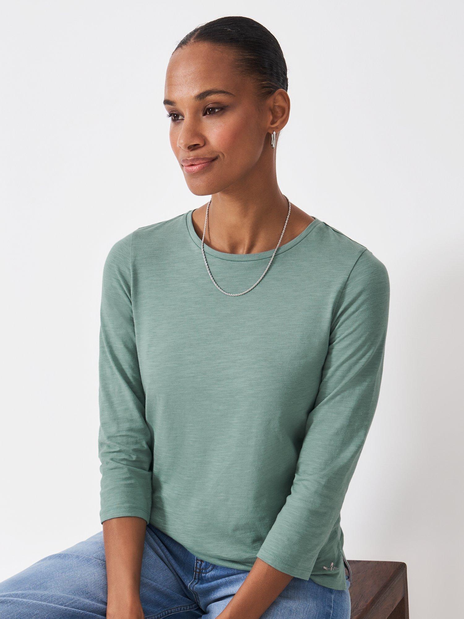 Product image 3 of 5, which shows Crew Clothing Crew Neck Cotton Shirt, Dark Green, 10