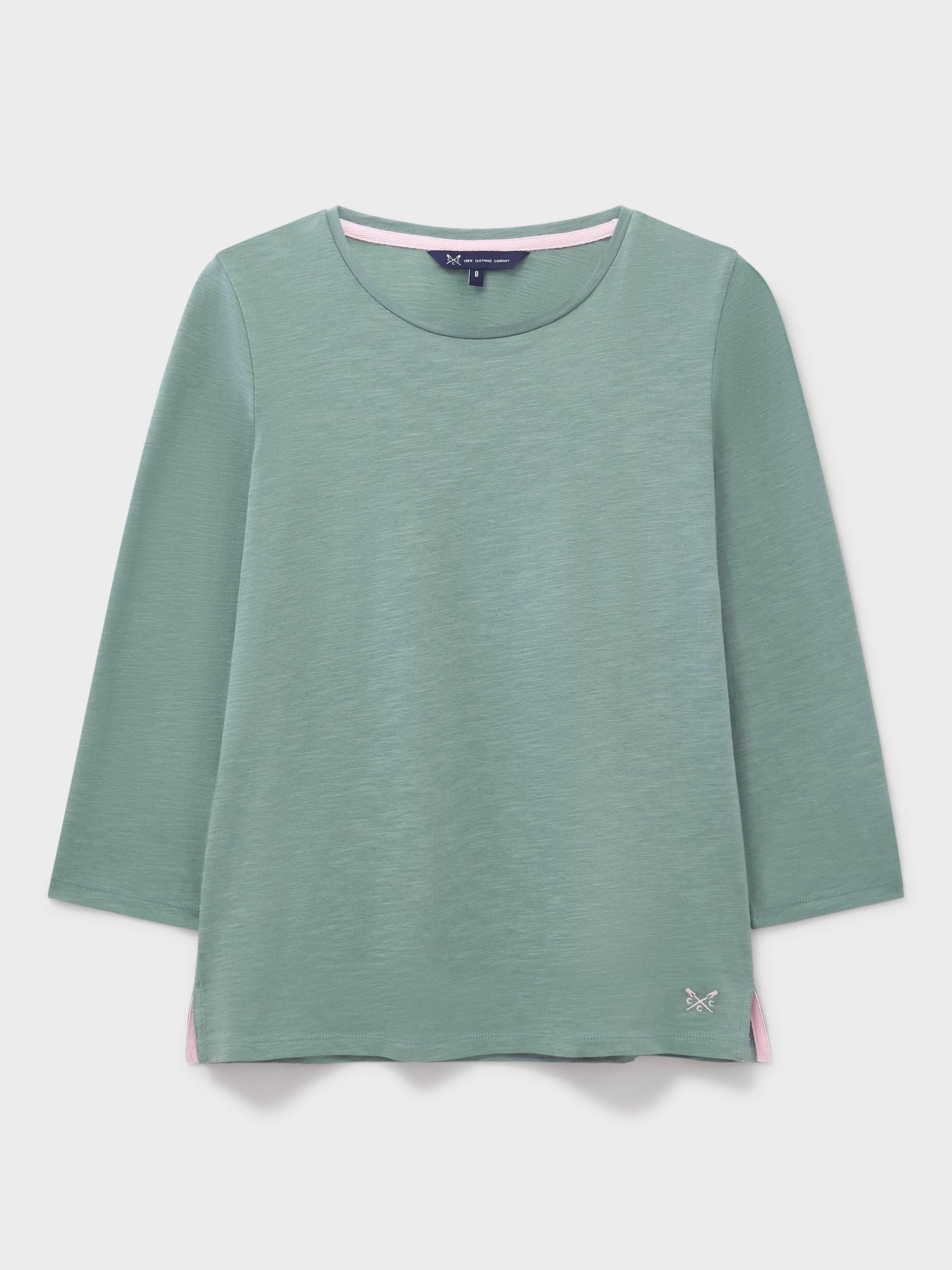 Product image 5 of 5, which shows Crew Clothing Crew Neck Cotton Shirt, Dark Green, 10