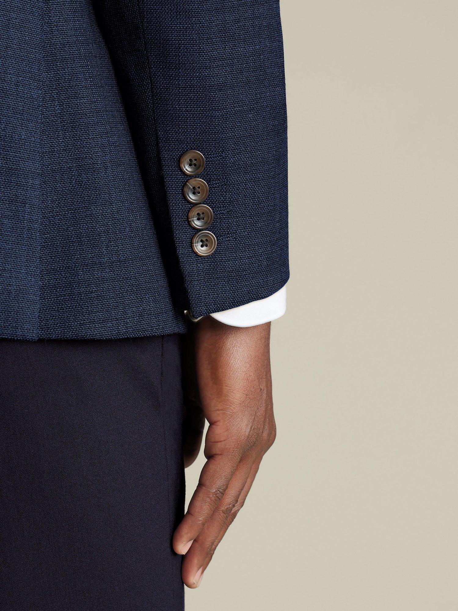 Product image 2 of 5, which shows Charles Tyrwhitt Regular Fit Single Breasted Wool Blend Blazer, Ink Blue, 44R