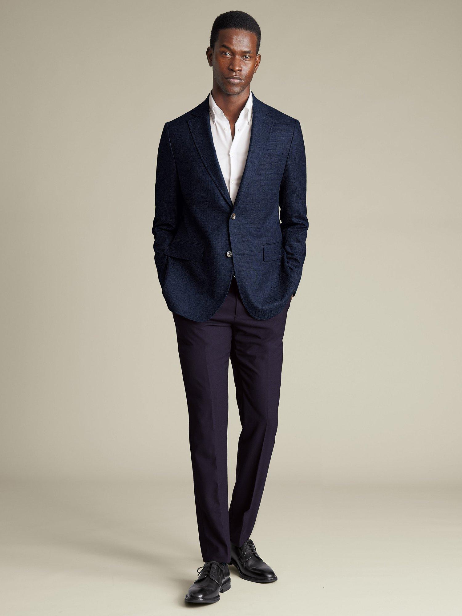 Product image 5 of 5, which shows Charles Tyrwhitt Regular Fit Single Breasted Wool Blend Blazer, Ink Blue, 44R