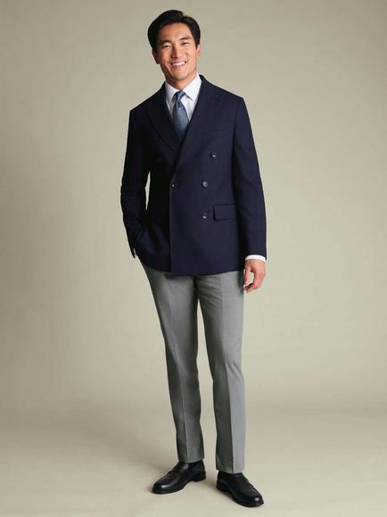 Charles Tyrwhitt Slim Fit Double Breasted Wool Blend Blazer, Navy, Navy